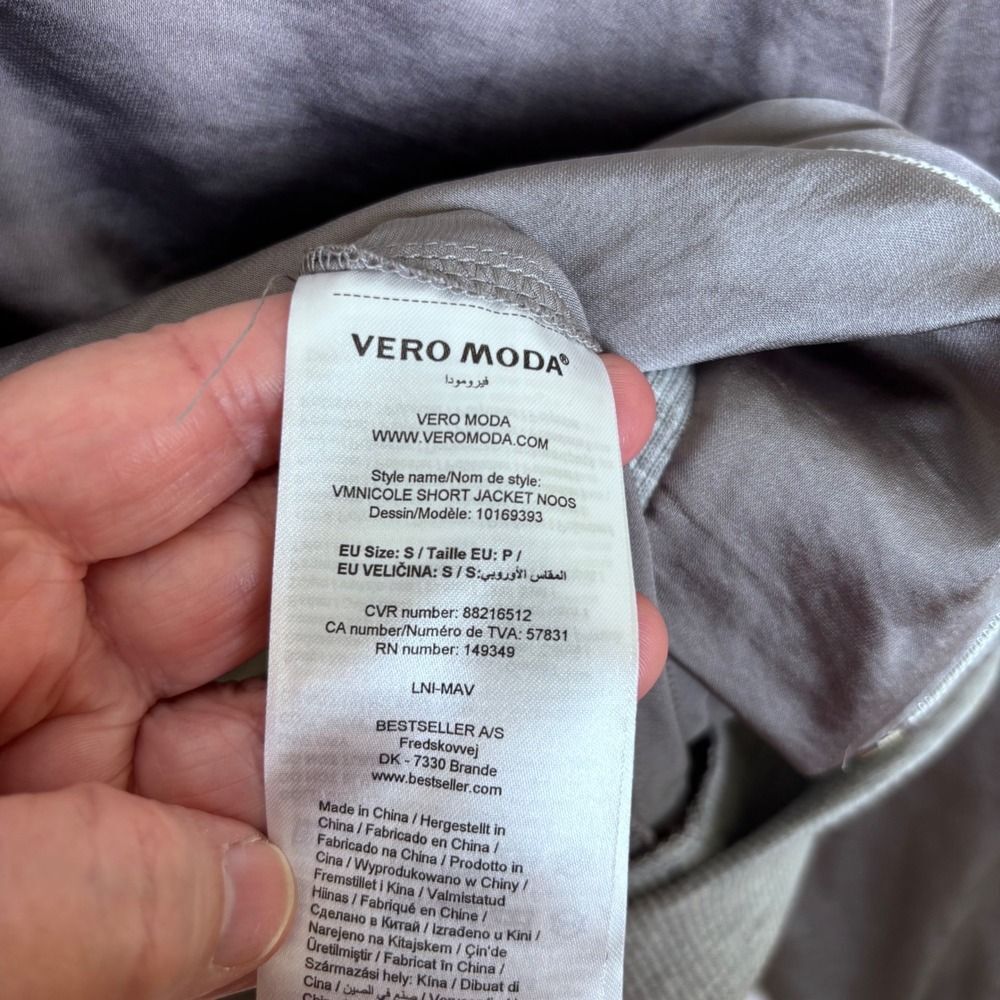 Vero Moda Bomber Jacket Lightweight Casual Zip Up Gray Small - Picture 5 of 9